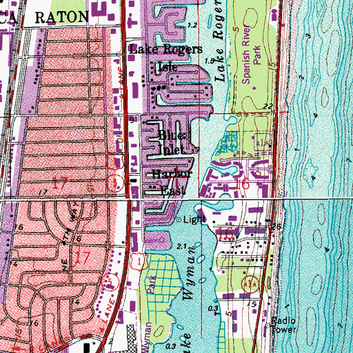 Topographic Map of Harbor East, FL