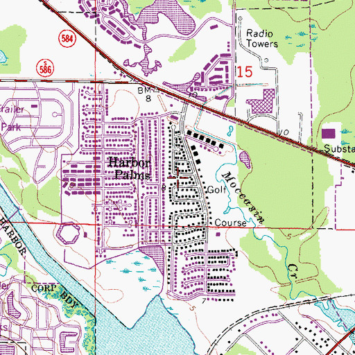 Topographic Map of Harbor Palms, FL