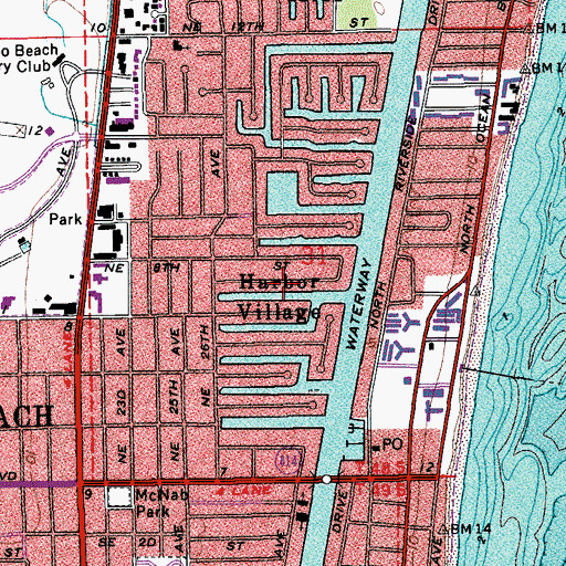 Topographic Map of Harbor Village, FL