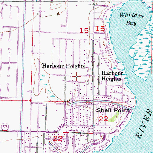 Topographic Map of Harbour Heights, FL