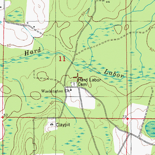 Topographic Map of Hard Labor Church, FL