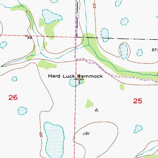 Topographic Map of Hard Luck Hammock, FL