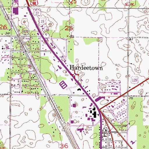 Topographic Map of Hardeetown, FL