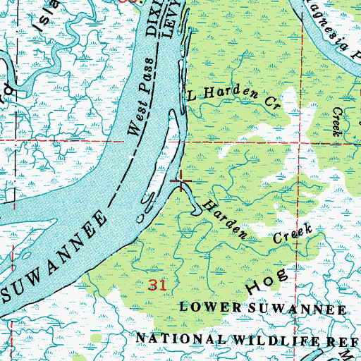 Topographic Map of Harden Creek, FL