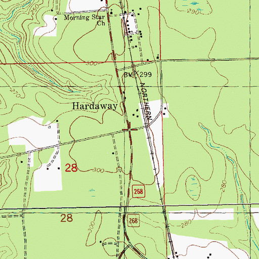 Topographic Map of Hardaway, FL