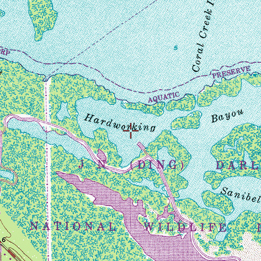 Topographic Map of Hardworking Bayou, FL
