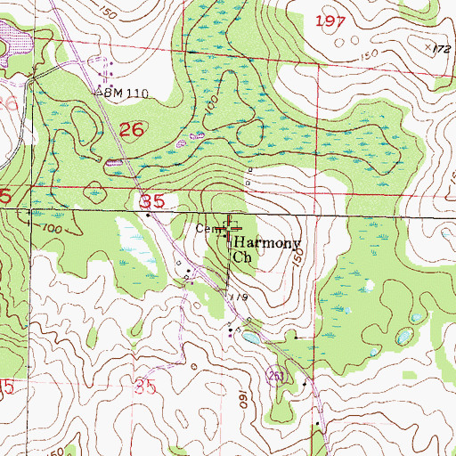 Topographic Map of Harmony Church, FL