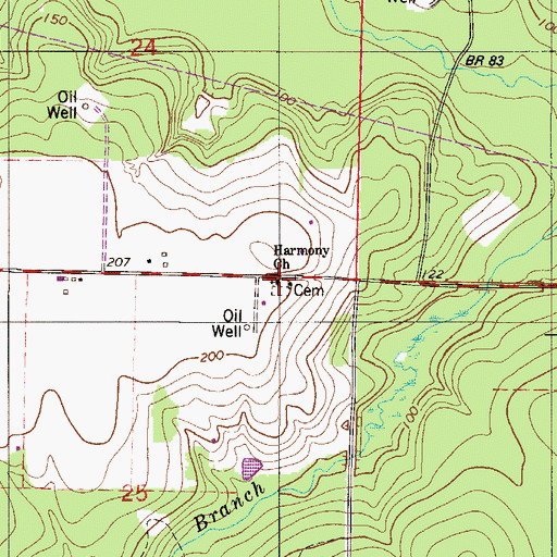 Topographic Map of Harmony Church, FL