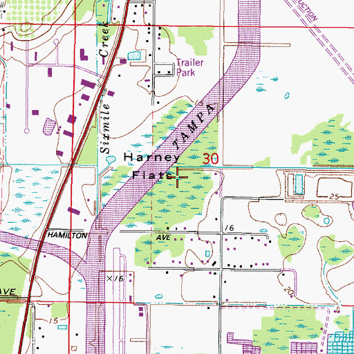 Topographic Map of Harney Flats, FL