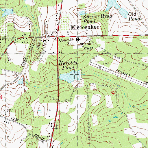 Topographic Map of Harolds Pond, FL