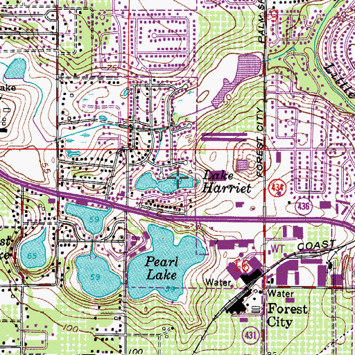 Topographic Map of Lake Harriet, FL