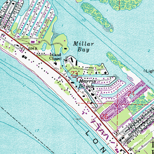 Topographic Map of Harris Bayou, FL