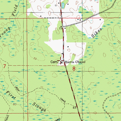 Topographic Map of Harris Chapel Cemetery, FL