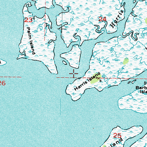 Topographic Map of Harris Creek, FL