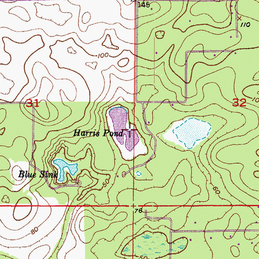 Topographic Map of Harris Pond, FL