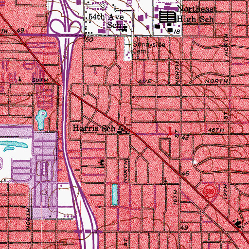 Topographic Map of Harris School, FL