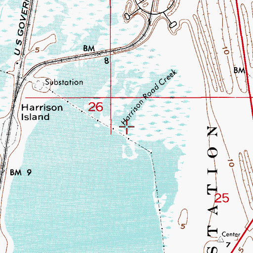 Topographic Map of Harrison Road Creek, FL