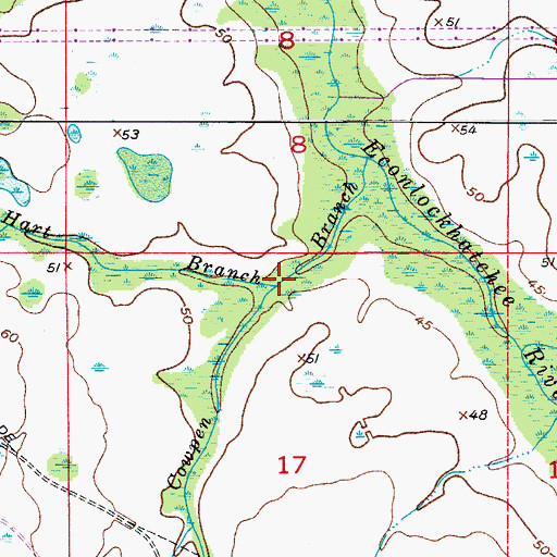 Topographic Map of Hart Branch, FL