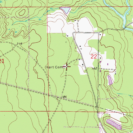 Topographic Map of Hart Cemetery, FL