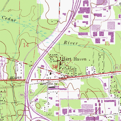 Topographic Map of Hart Haven, FL