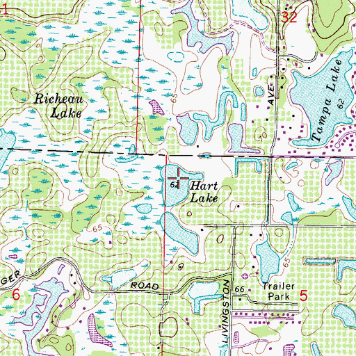 Topographic Map of Hart Lake, FL