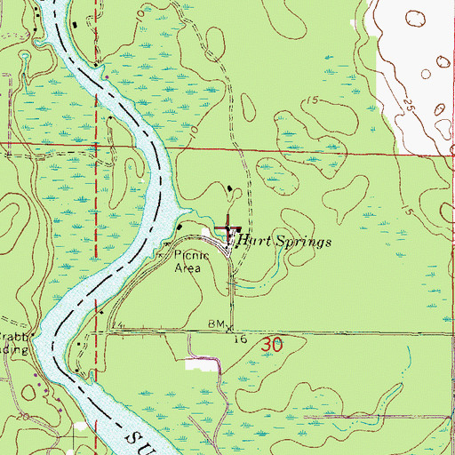 Topographic Map of Hart Springs, FL
