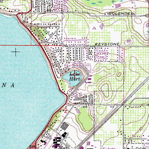 Topographic Map of Lake Hart, FL