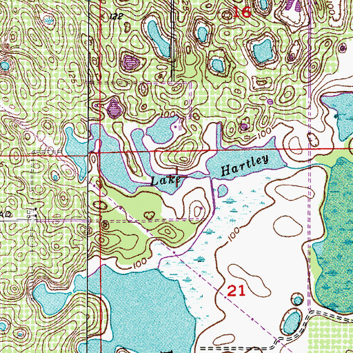 Topographic Map of Lake Hartley, FL