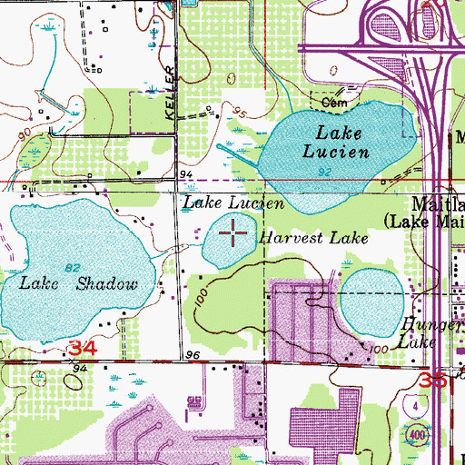 Topographic Map of Harvest Lake, FL