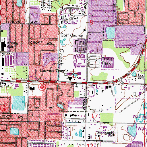 Topographic Map of Harvest Temple Church, FL