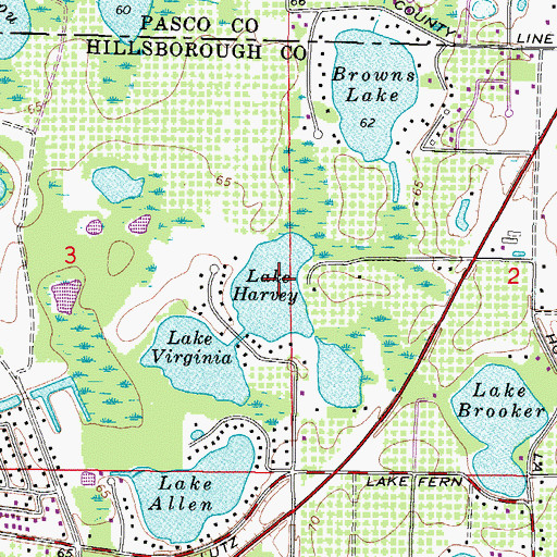 Topographic Map of Lake Harvey, FL