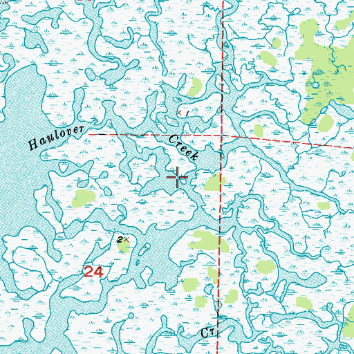 Topographic Map of Haulover Creek, FL