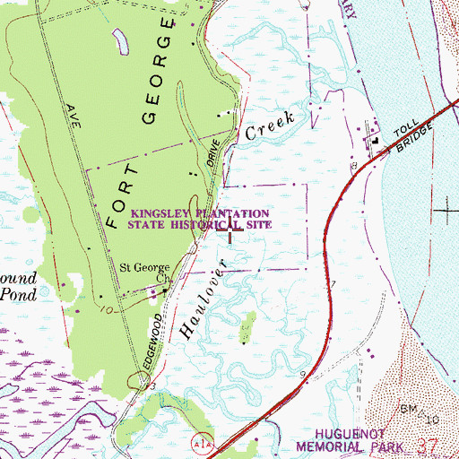 Topographic Map of Haulover Creek, FL