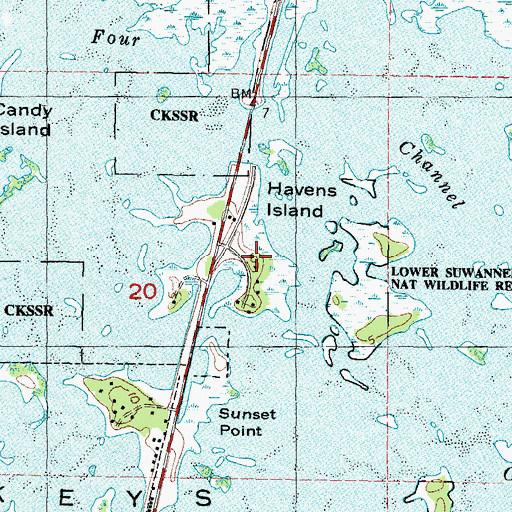 Topographic Map of Havens Island, FL