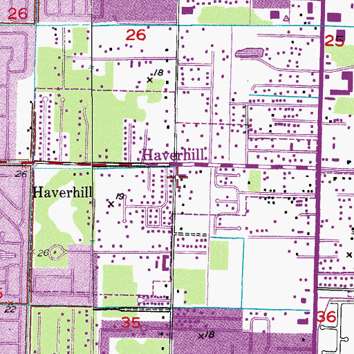 Topographic Map of Haverhill, FL