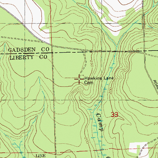Topographic Map of Hawkins Lane Church, FL