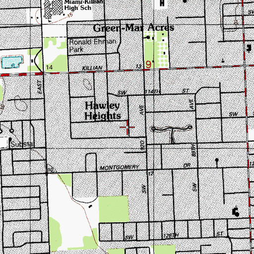 Topographic Map of Hawley Heights, FL