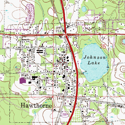 Topographic Map of Hawthorne, FL