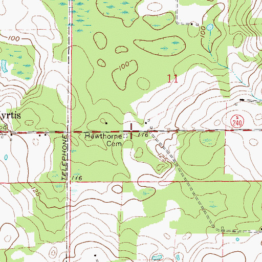 Topographic Map of Hawthorne Cemetery, FL