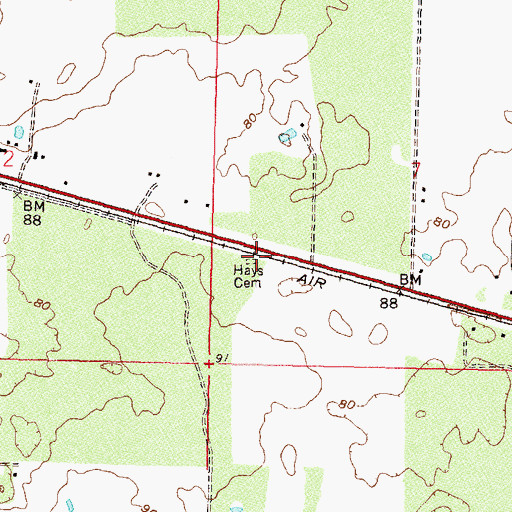 Topographic Map of Hays Cemetery, FL