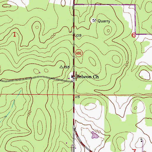 Topographic Map of Hebron Baptist Church, FL