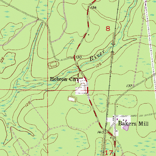 Topographic Map of Hebron Church, FL