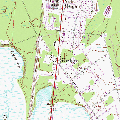 Topographic Map of Hedges, FL