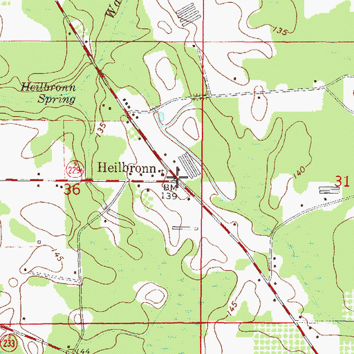 Topographic Map of Heilbronn, FL