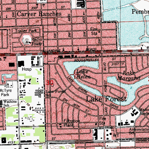Topographic Map of Lake Helen, FL