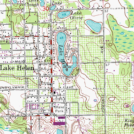Topographic Map of Lake Helen, FL