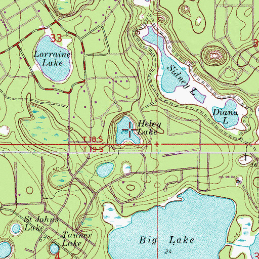 Topographic Map of Heley Lake, FL