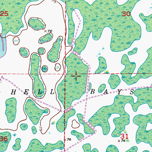Topographic Map of Hell Bays, FL