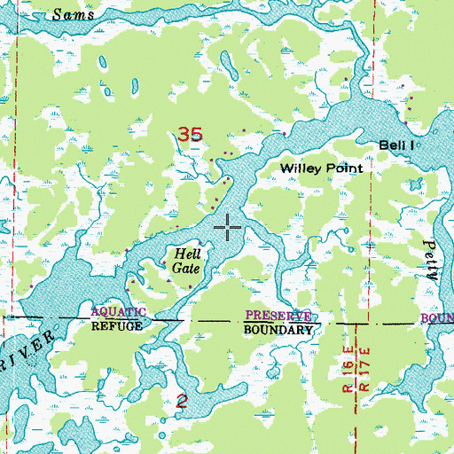 Topographic Map of Hell Gate, FL