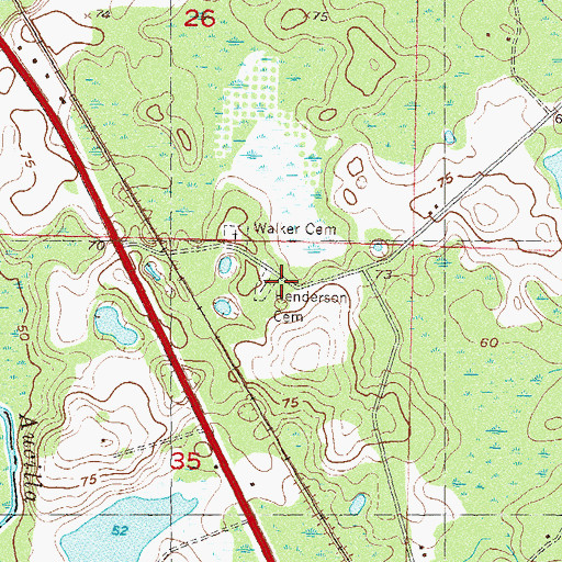 Topographic Map of Henderson Cemetery, FL
